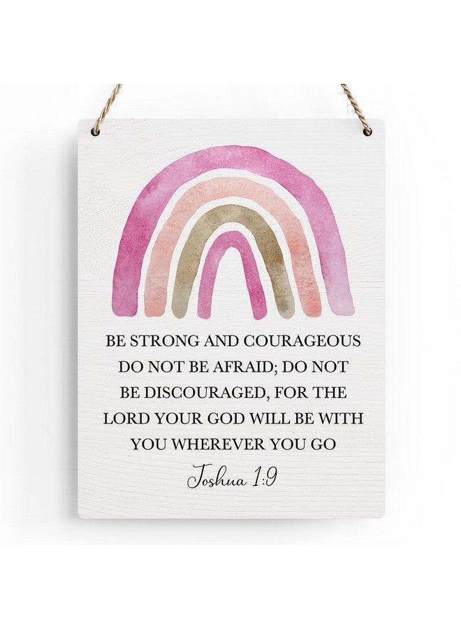 BELLOWDEER Inspirational Boho Scripture Wall Art Bible Verses Joshua 1:9 Wooden Hanging Sign Prayer Room Decor Religious Gift Christian Wall Decor for Home Office Bedroom Baby Boys Girls Room Nursery 8x10 Inches - Image 1