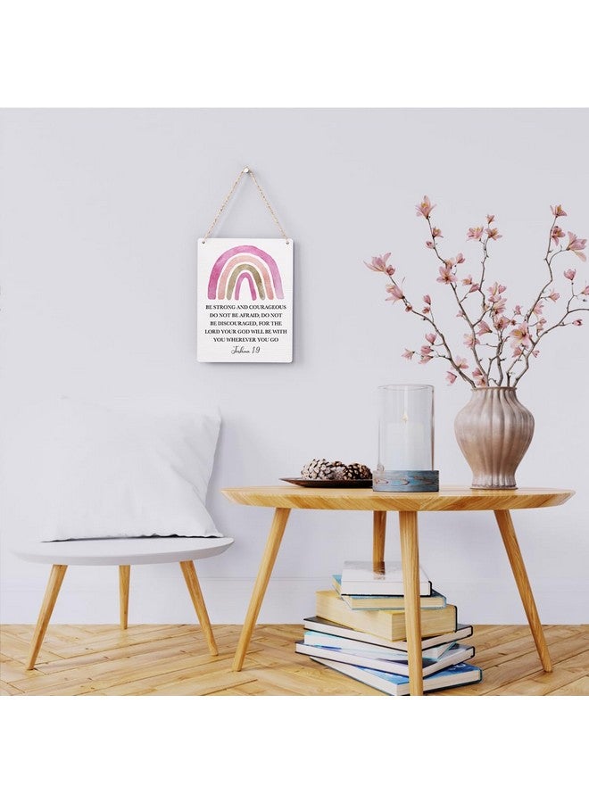 BELLOWDEER Inspirational Boho Scripture Wall Art Bible Verses Joshua 1:9 Wooden Hanging Sign Prayer Room Decor Religious Gift Christian Wall Decor for Home Office Bedroom Baby Boys Girls Room Nursery 8x10 Inches - Image 2
