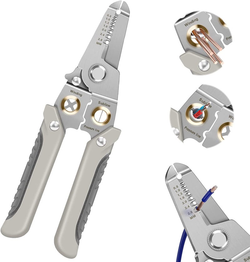 Wire Stripper and Cutter Pliers Tools For Electricians 6in1 Multifunctional Wire and Cable Stripping Cutting Winding Crimping Precision Stainless Steel Hand Tool for Electrician Decrustation Tool  - Image 1