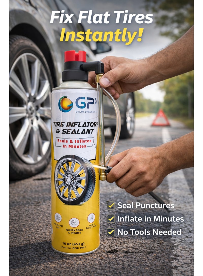 GP General Petroleum GP Tire Inflator & Sealant Spray 453g – Emergency Flat Tire Repair for Cars - Image 2
