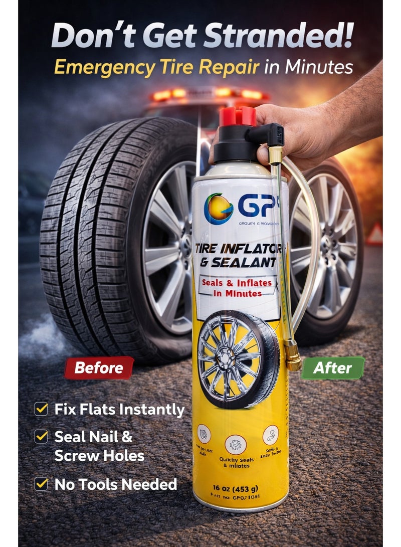 GP General Petroleum GP Tire Inflator & Sealant Spray 453g – Emergency Flat Tire Repair for Cars - Image 4