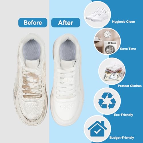 NMQHPA Shoe Washing Machine Bag Laundry Shoe Bag for Washer and Dryer 2pc Reusable Shoe Cleaning Bag for Sneaker Tennis Shoes Unstain Cleaner Kit2 Pcs - Image 3