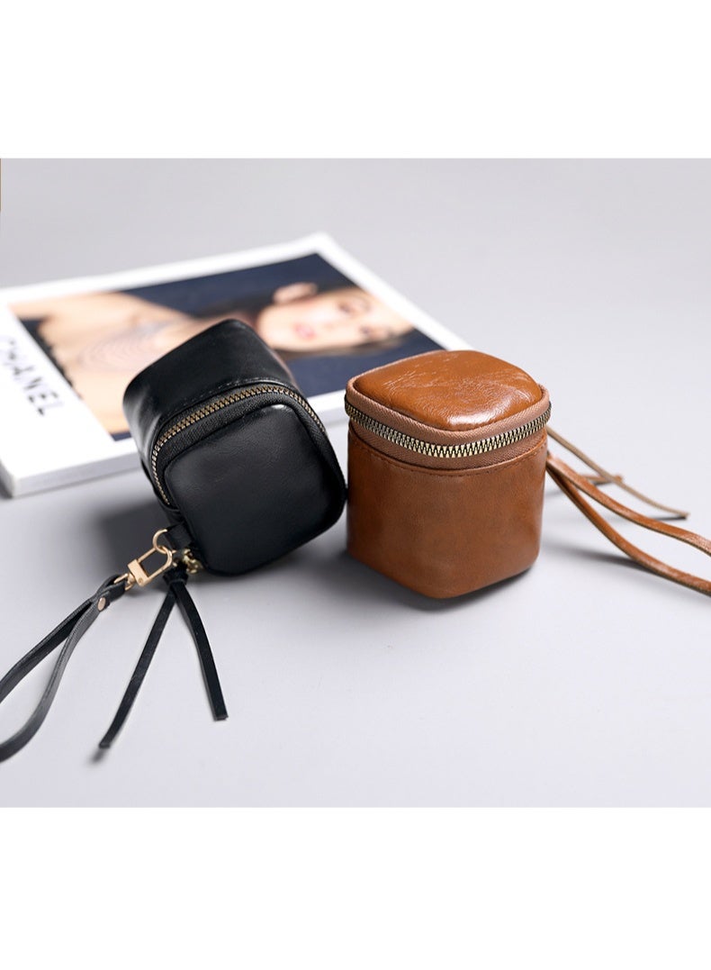 New Solid Color Portable Storage Headphone Case, Coin Purse with a Good Texture, Small Bag for Hand Carrying, Headphone Pouch, Coin Holder, Storage Bag, Card Holder, And Change Purse. - Image 5