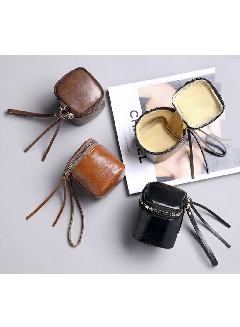 New Solid Color Portable Storage Headphone Case, Coin Purse with a Good Texture, Small Bag for Hand Carrying, Headphone Pouch, Coin Holder, Storage Bag, Card Holder, And Change Purse. - Image 2