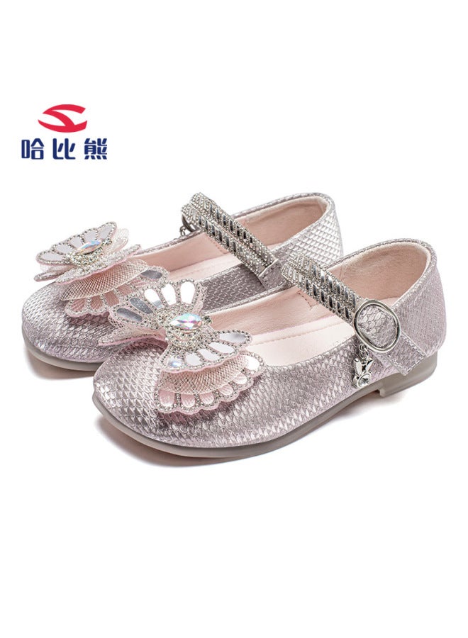 Habi Bear Children's Shoes Girls Spring New Simple Shallow English Style Princess Shoes Girls Small Leather Shoes A Generation Of Hair