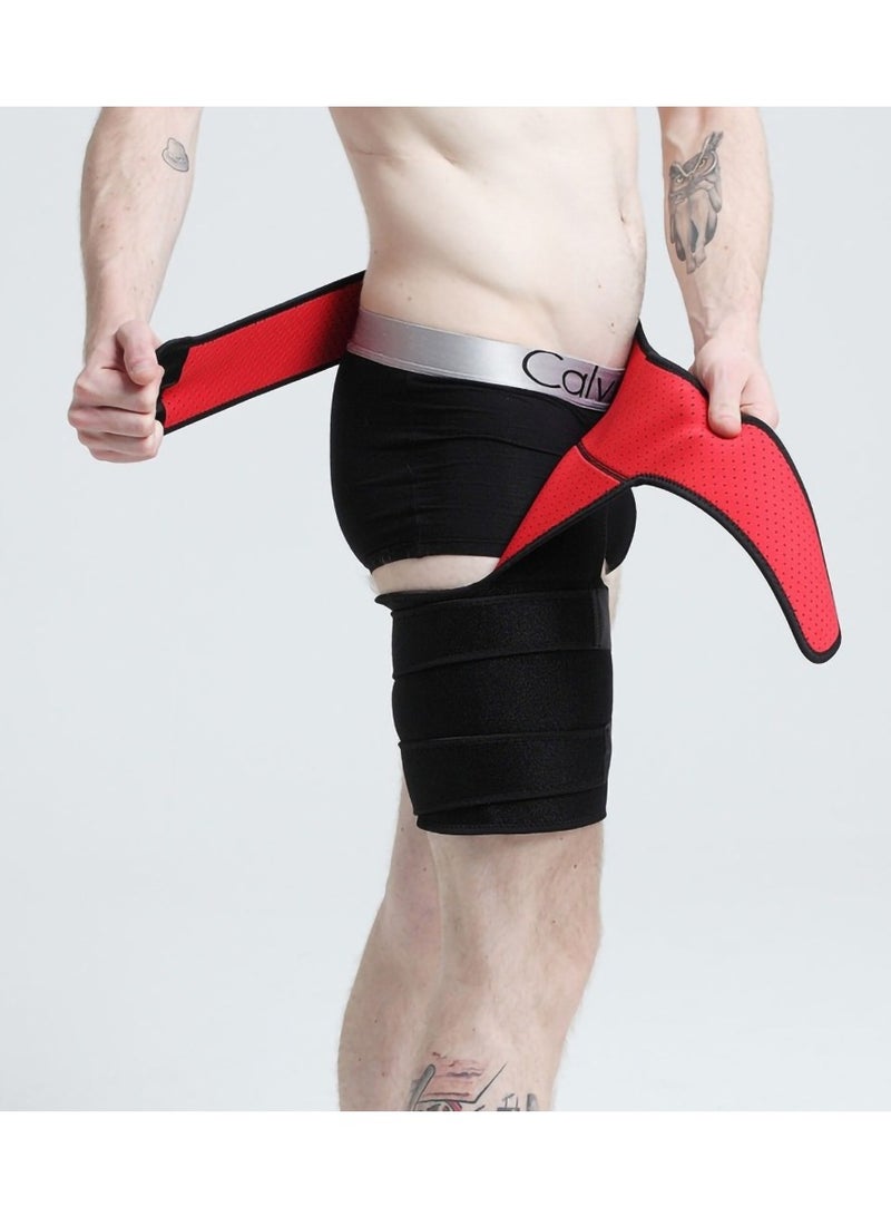 Groin Wrap Black Adjustable Support For Hip Brace Thigh Support Pain Relief Strain Neoprene - Image 2