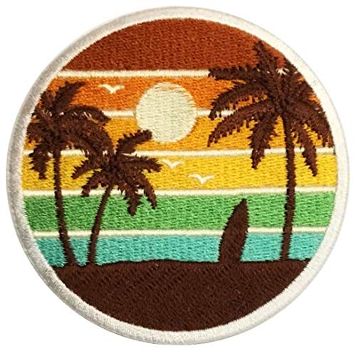PatchClub Surf  Beach Sunset 315 inches  Outdoor Adventure Patch  Colorful Embroidered Cool Iron OnSew On Patches