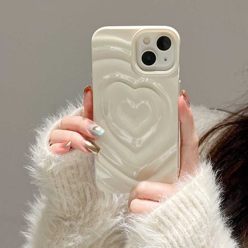 Niche Pleated Love Matte iPhone16promax Phone Case Apple 14 Soft Case 13 Drop-resistant 11 Women - Image 4