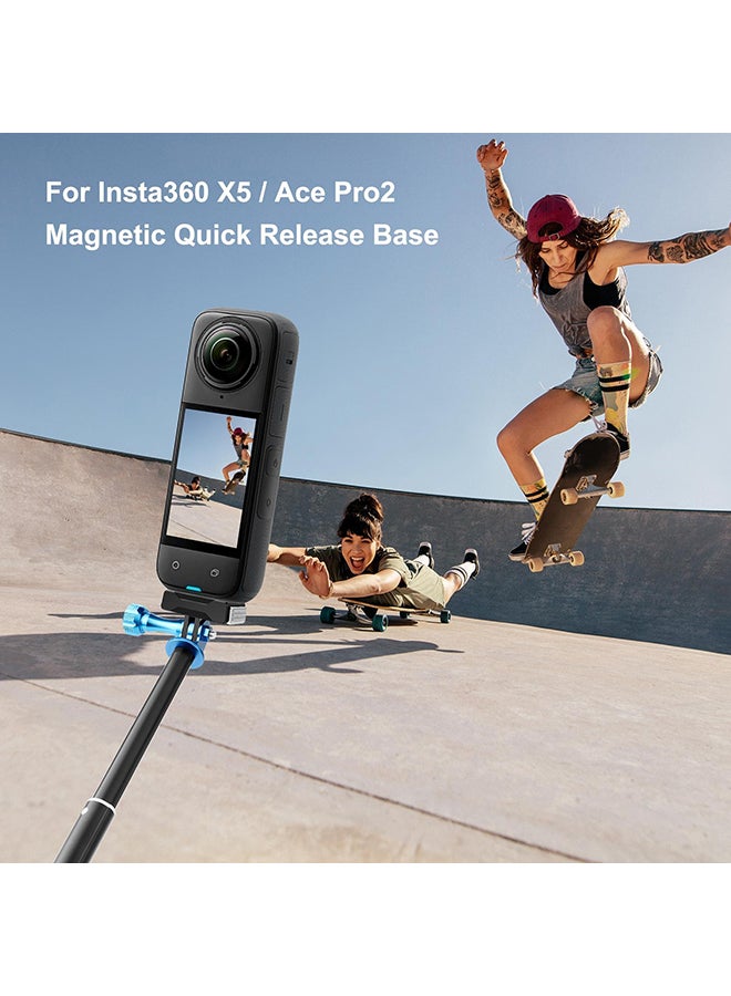 O Ozone Magnetic Quick-Release Adapter Base for Insta360 X5 / Ace Pro 2 |Compact ABS Camera Mount Accessory for Fast Switching, Secure Fit- Black - Image 2