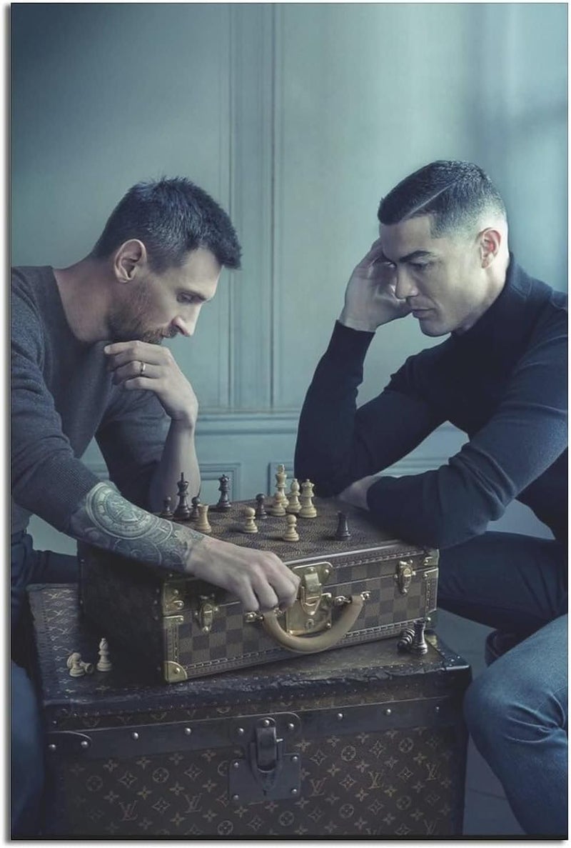 ARS Football Sports Superstar Lionel Messi And Cristiano Ronaldo Poster Picture Canvas Wall Art Print Modern Home Room Game Art Decor, Unframed Canvas Poster. Size Available - Image 1