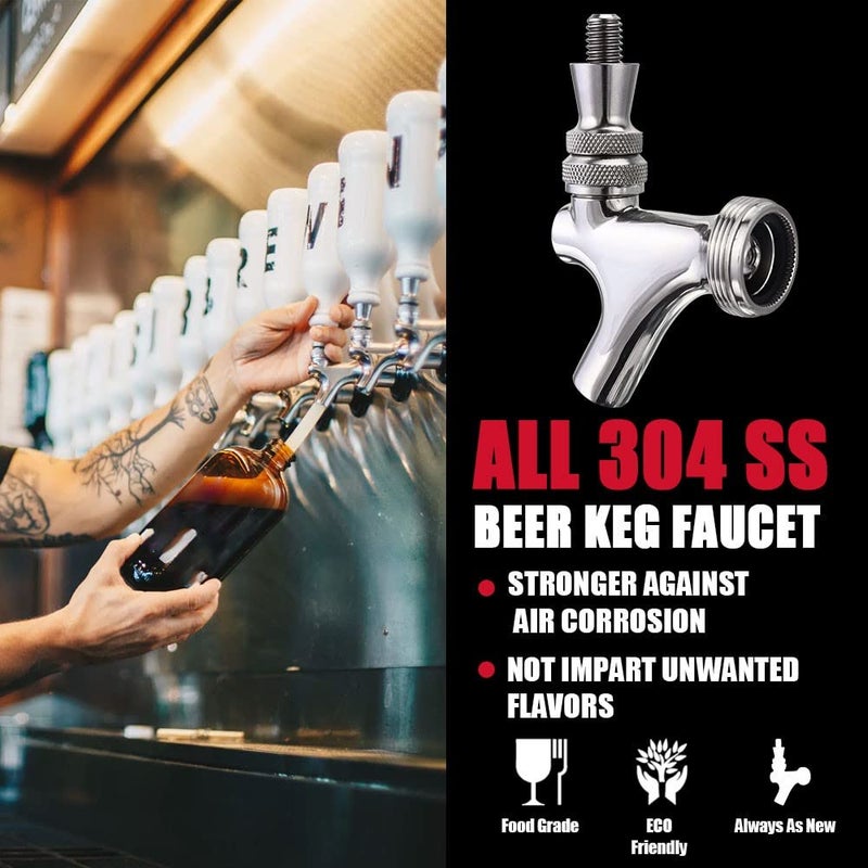 MRbrew Upgraded Beer Faucet, All Commercial 304 Stainless Steel Draft Beer Keg Tap, Beer Tap with Well-Pouring, Fits for American Beer Shanks and Towers - Image 3