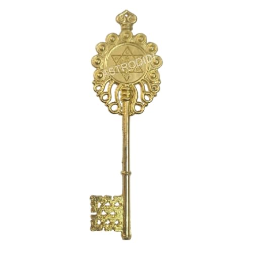 ASTRODIDI Bronze Kuber Kunji Key Original Vastu Fengshui for Wealth & Prosperity | Kept in Temple of House, Office & Factory and Almirah for Getting Blessed by Lord Kuber (Color: Yellow), 40 x 80 Mm - Image 1