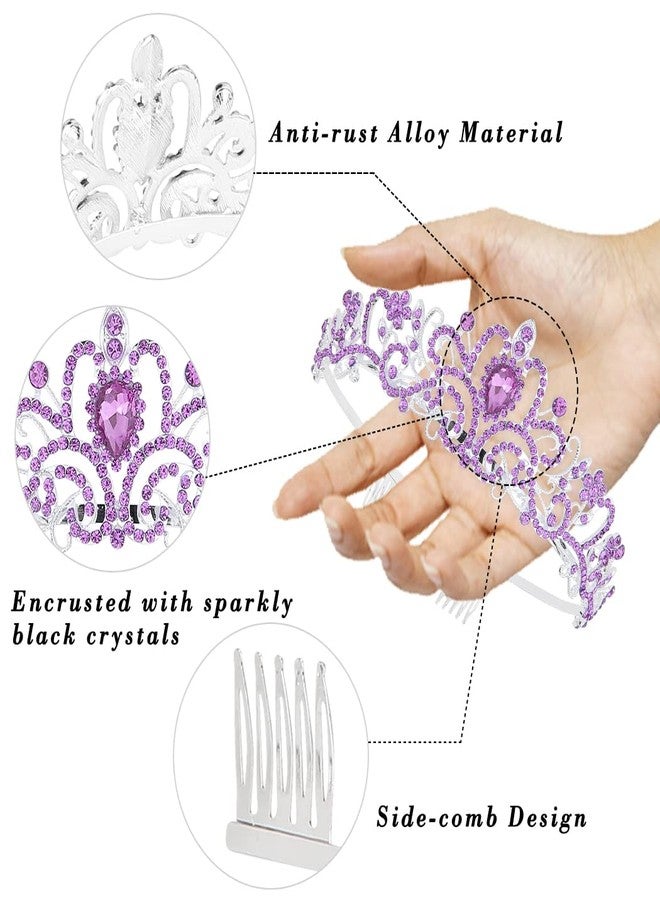 CURASA Purple Tiara - Cute Crystal Tiaras for Women & Girls - Princess Crown with Combs - Exquisite Hair Accessories for Prom - Image 3