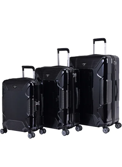 إيمينينت Hard Case Suitcase Trolley Luggage Set of 3 Polycarbonate Lightweight 4 Quiet Double Spinner Wheels Travel Bags With TSA Lock KJ84 Black
