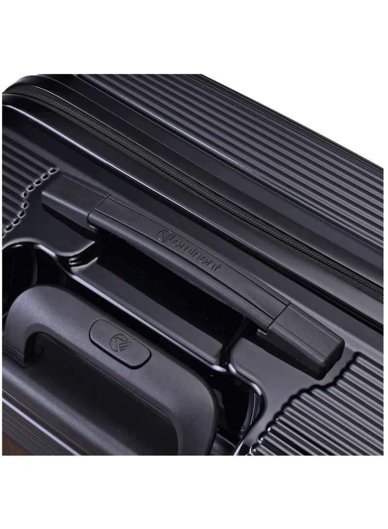 eminent Hard Case Suitcase Trolley Luggage Set of 3 Polycarbonate Lightweight 4 Quiet Double Spinner Wheels Travel Bags With TSA Lock KJ84 Black