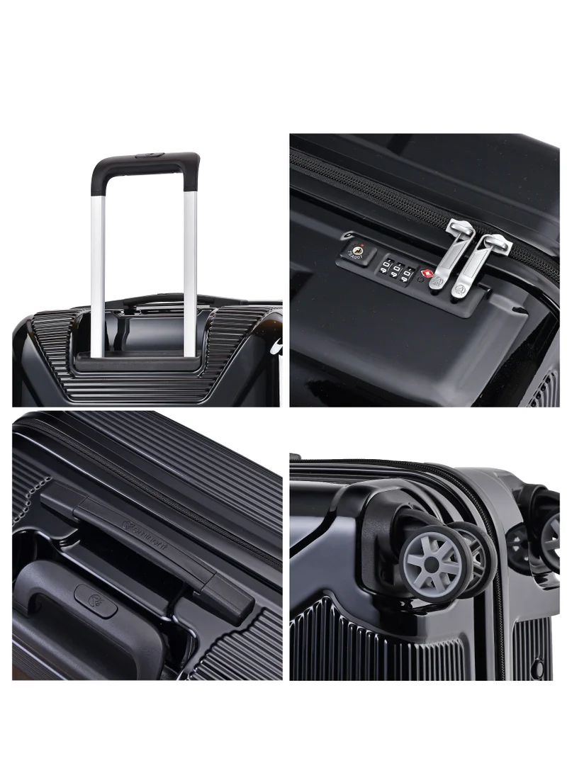 eminent Hard Case Suitcase Trolley Luggage Set of 3 Polycarbonate Lightweight 4 Quiet Double Spinner Wheels Travel Bags With TSA Lock KJ84 Black