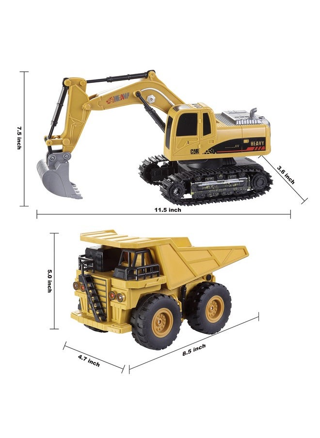 JOYIN JOYIN 2 PCS Remote Control Construction Vehicle Toy Set, Friction-Powered RC Excavator & RC Dump Truck with Lights and Sounds for Imaginative Play, Birthday Gifts for Toddlers Boys Girls  - Image 5