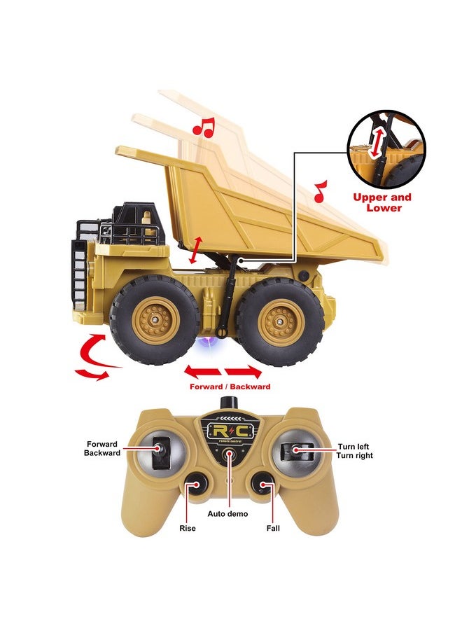 JOYIN JOYIN 2 PCS Remote Control Construction Vehicle Toy Set, Friction-Powered RC Excavator & RC Dump Truck with Lights and Sounds for Imaginative Play, Birthday Gifts for Toddlers Boys Girls  - Image 3
