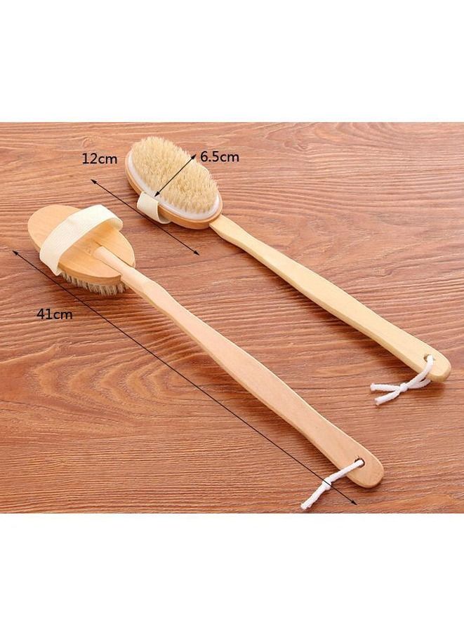 Wooden Long Handle Bath Brush brown 41cm - Image 4
