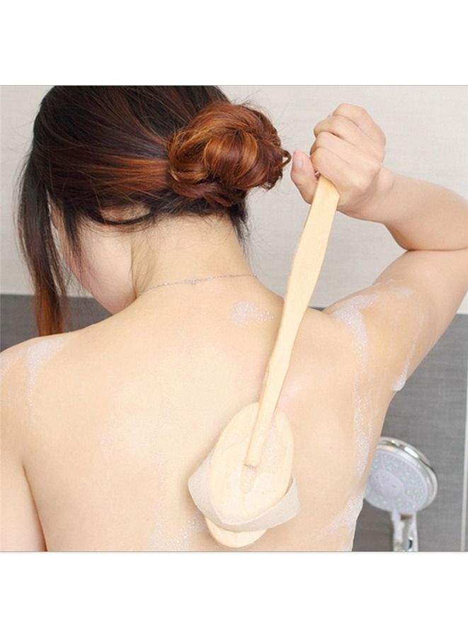 Wooden Long Handle Bath Brush brown 41cm - Image 2