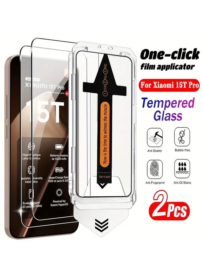 Xiaomi 15T Pro واقي شاشة زجاج مقوى 2 قطعة عالي الدقة من الحافة للحافة مقاوم للكسر - Image 1