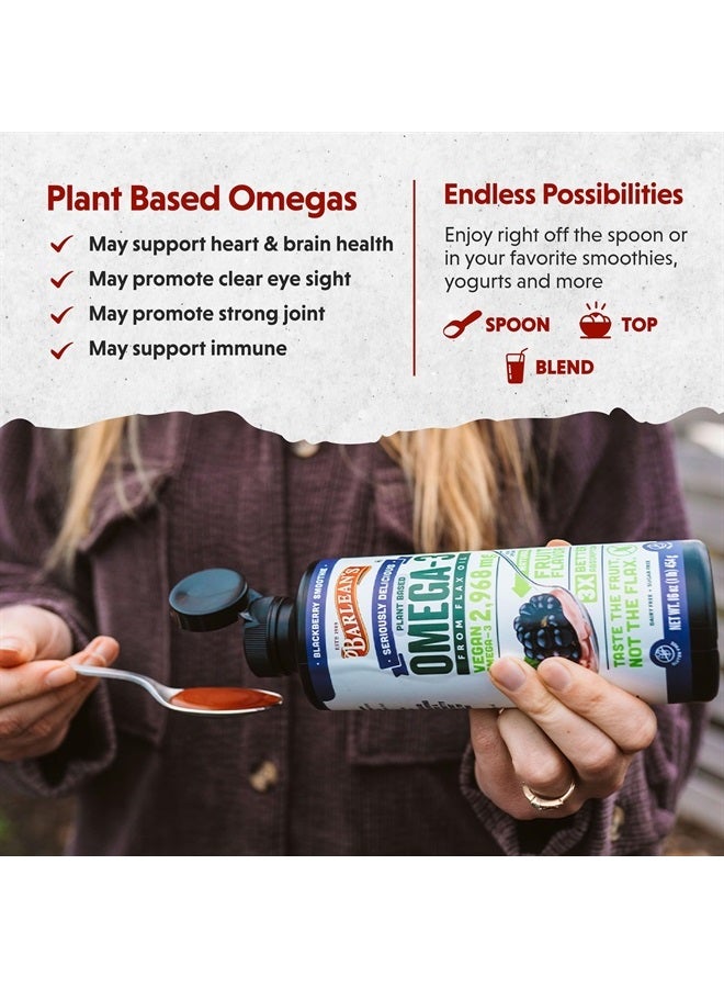 BARLEAN'S BlackBerry Flaxseed Oil Liquid, Vegan Omega 3 6 9 Supplements for Kids & Adults from Cold Pressed Flax Seed Oil with 2,968 mg of Vegan Omegas, Non-GMO & Gluten Free, 16 oz - Image 3