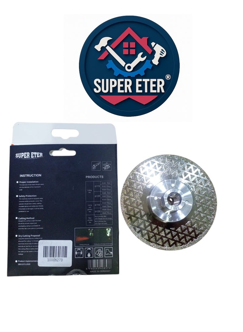 سوبر  ايتير قرص قطع ماسي احترافي SUPER ETER مقاس 115 مم – صنع في ألمانيا – لقص السيراميك والبورسلان والرخام والجرانيت بدقة عالية – قوة تحمل فائقة وعمر تشغيلي طويل - Image 2