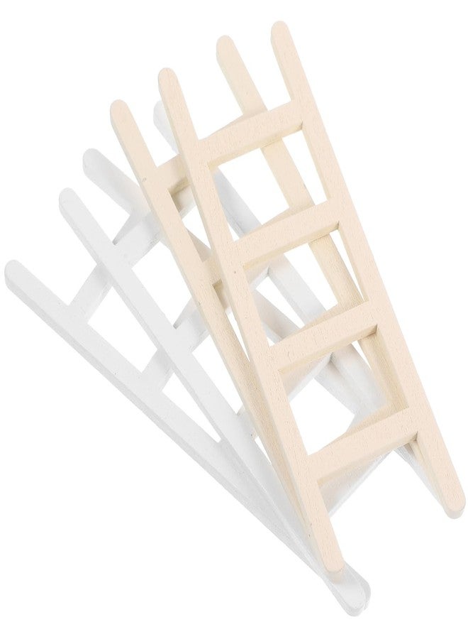 OATIPHO Mini House Ladder 4 Pack 4.33 Inch Wooden Miniature Ladder for Dollhouse Accessories Mini House DIY Fairy Garden and Landscape Decoration - Image 1