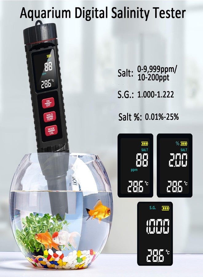 Hallocool جهاز قياس الملوحة الرقمي الانكساري، جهاز اختبار ملح أحواض السمك 7 في 1 لمراقبة درجة الحموضة، والتوصيل الكهربائي، وإجمالي المواد الصلبة الذائبة، وإمكانية الأكسدة والاختزال، ودرجة الحرارة، والملوحة، والكثافة النوعية للماء، مناسب لحمامات السباحة والزراعة المائية وتربية الأحياء المائية البحرية - Image 3