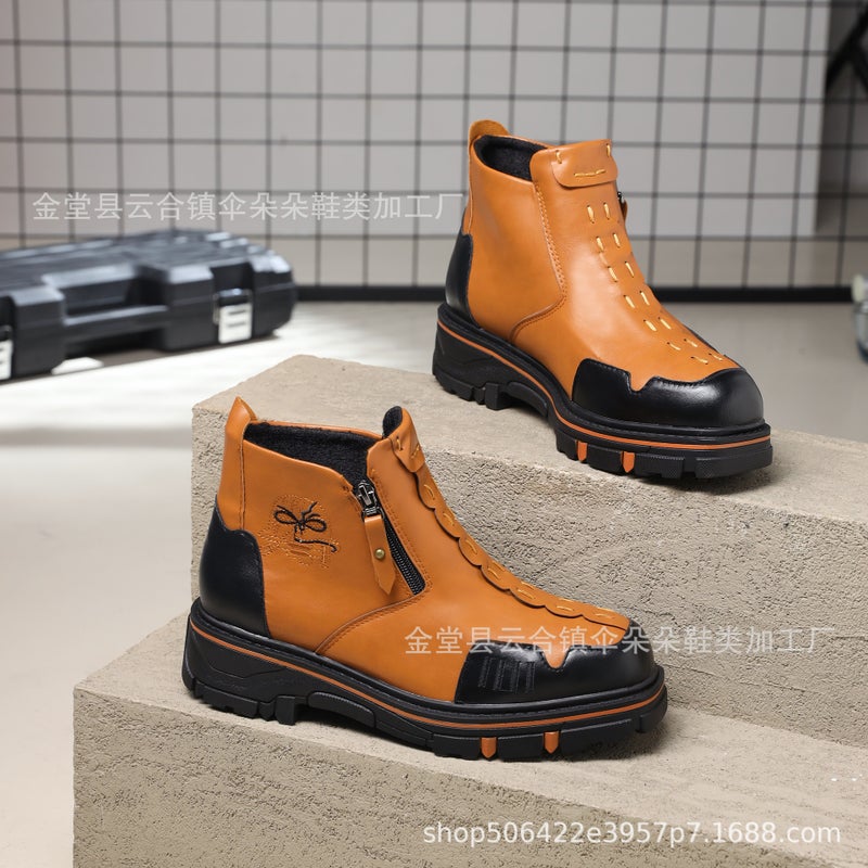 2021 New Men'S Leather Boots Martin Boots Non-Slip Low Heel Men'S And Women'S Boots - Image 2