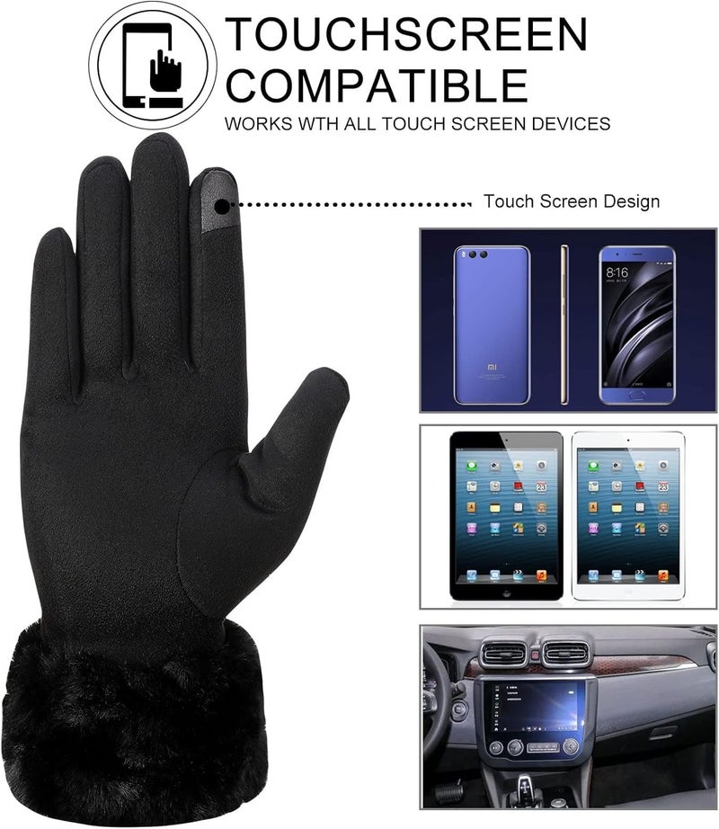 Luckam Winter Gloves for Women Warm Touchscreen Glove Windproof Elastic Texting Gloves Women Black, One Size - Image 3