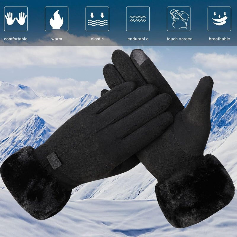 Luckam Winter Gloves for Women Warm Touchscreen Glove Windproof Elastic Texting Gloves Women Black, One Size - Image 4