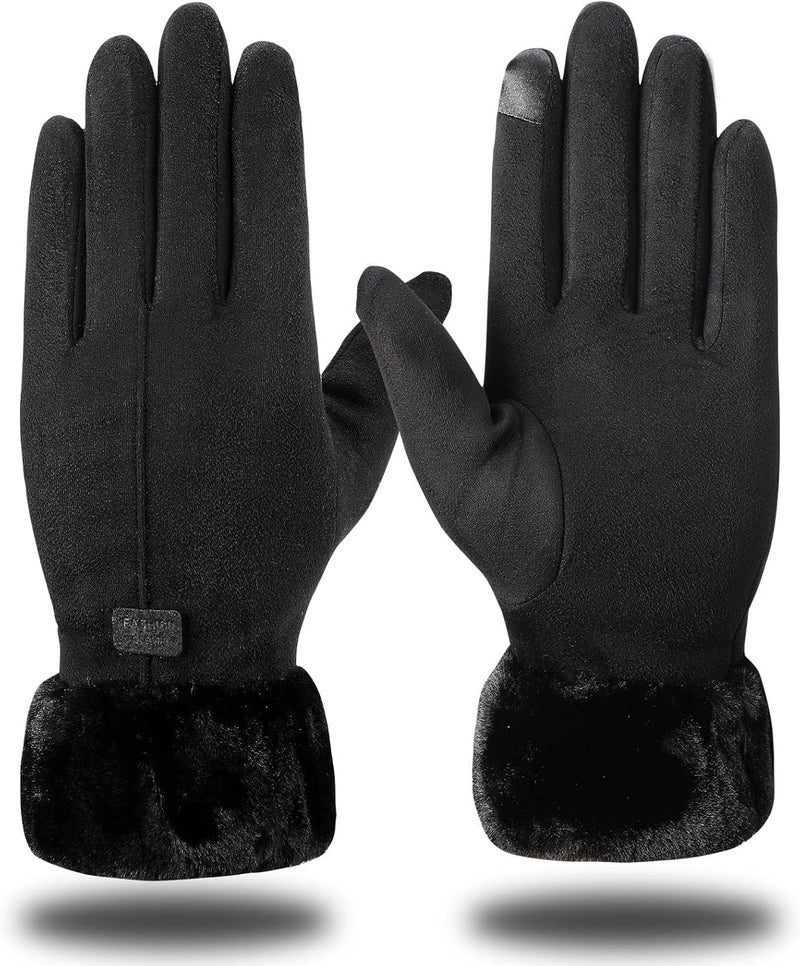 Luckam Winter Gloves for Women Warm Touchscreen Glove Windproof Elastic Texting Gloves Women Black, One Size - Image 1
