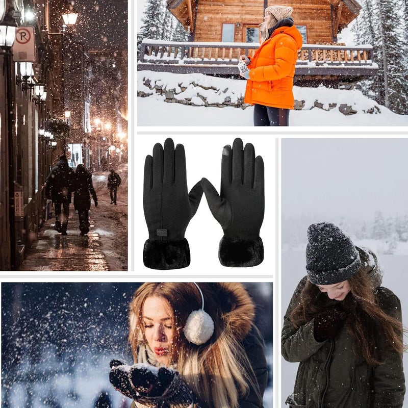 Luckam Winter Gloves for Women Warm Touchscreen Glove Windproof Elastic Texting Gloves Women Black, One Size - Image 5