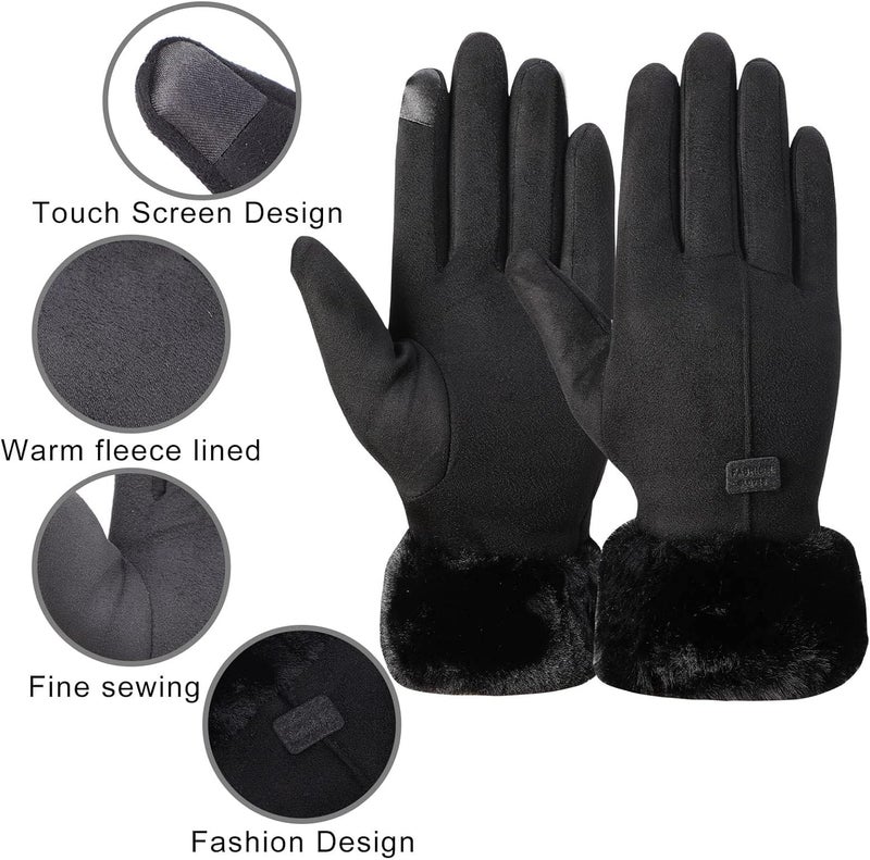 Luckam Winter Gloves for Women Warm Touchscreen Glove Windproof Elastic Texting Gloves Women Black, One Size - Image 2