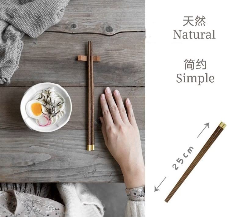 RIANZ Handmade Natural Wood Chopsticks 25cm Chinese Ebony Wenge Wood Sushi Japanese Korean Noodles Blessings Chopsticks 2 Pair - Image 4