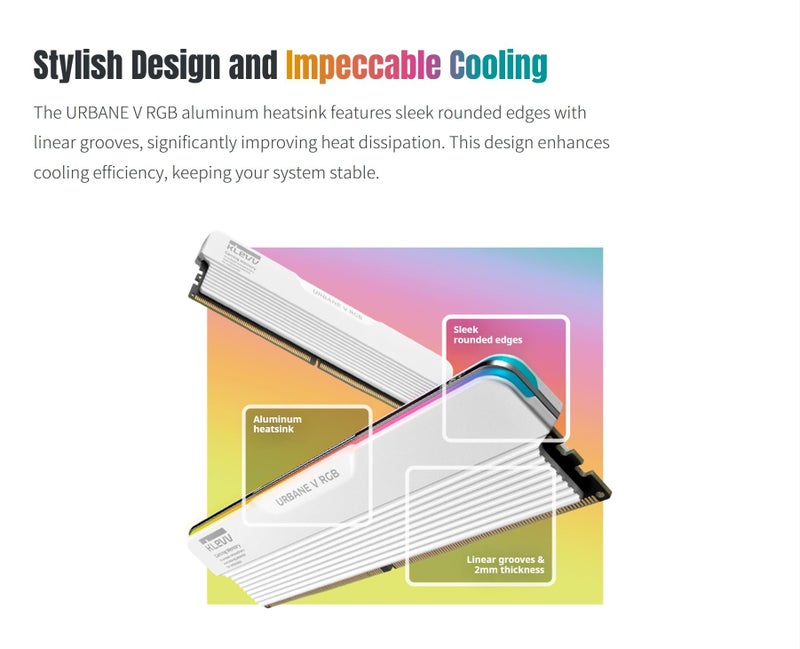 KLEVV Urbane V RGB DDR5 32GB (2x16GB) 6000MHz CL30 SK Hynix A-Die 1.35V Gaming Desktop Ram Memory XMP 3.0 / AMD Expo Ready (KD5AGUA80-60A300M) - Image 3