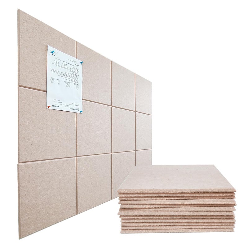 PANSDORE Large Cork Board Alternative, 11.8''x11.8'' 12 Pack Felt Bulletin Board with Safe Removable Adhesive Tabs, Connectable Felt Wall Tiles Bulletin Boards Cork Boards for Walls (Light Pink, 12 Panels) - Image 1