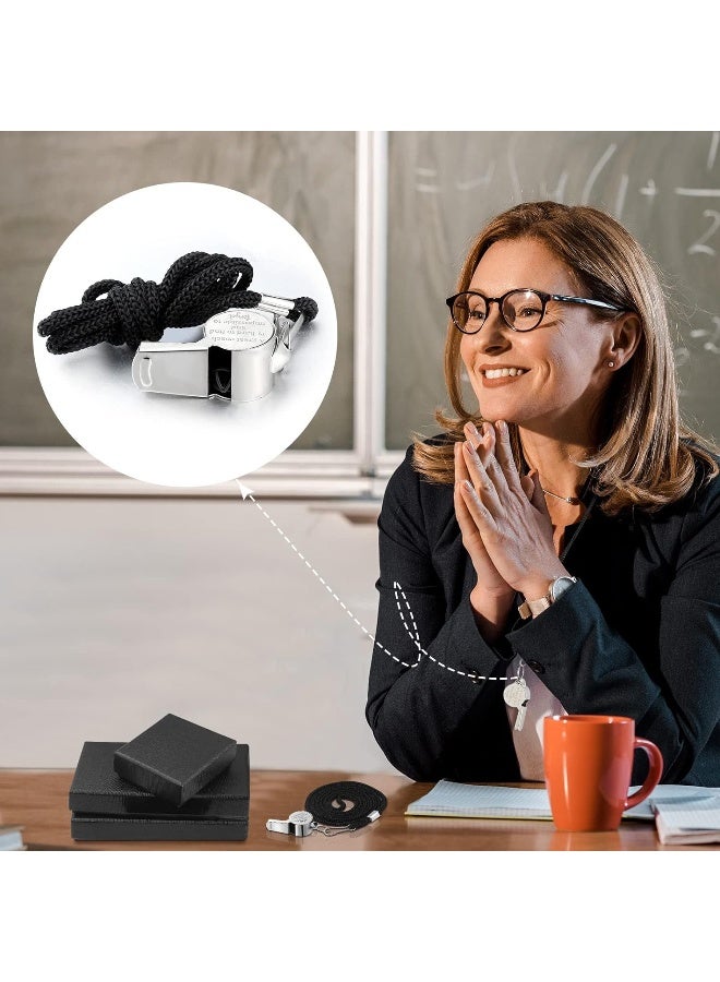 Oudain Coach Whistle with Lanyard Football Soccer Gifts for Men Women Thank You Engraved Whistle with Gift Box Stainless Steel Loud Sound Whistles for Coaches Referees - Image 1