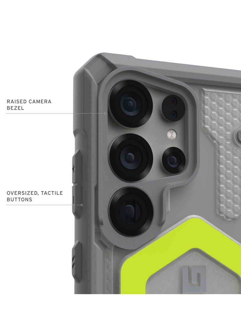 Gear UAG Pathfinder Clear Samsung Galaxy S25 ULTRA case cover 【MagSafe compatible】 with Wrist 18 Feet Drop tested Luminous Glow in The Dark - Active Neon - Image 3