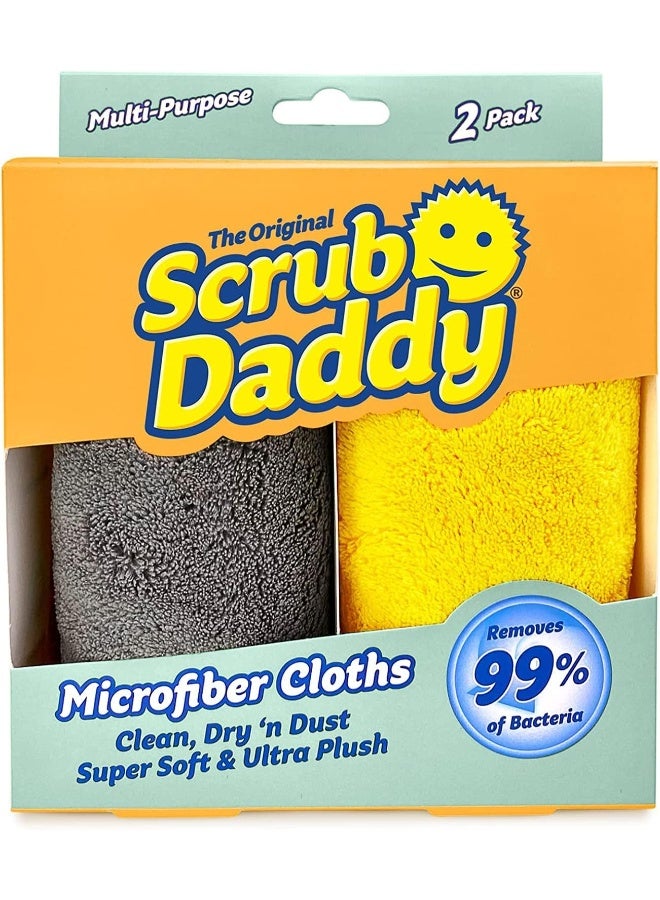 Scrub Daddy Microfiber Cloths - All Purpose Super Soft & Ultra Plush Microfiber Towels - Contains Grey & Yellow Cleaning Rags (2 Pack) - Image 1