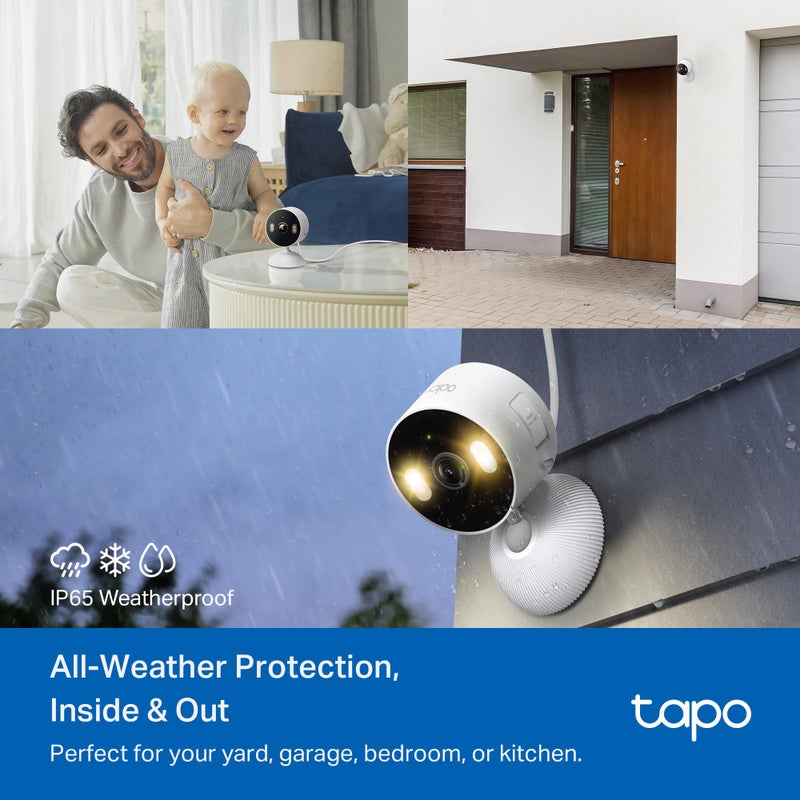Tapo 1080p Indoor/Outdoor Security Camera - Free Person/Motion/Baby Cry Detection, Color Night Vision, IP65 Weatherproof, SD/Cloud Storage, Works w/Alexa & Google Home HybridCam - Image 2