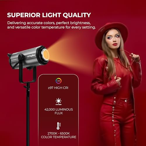 Digitek® (DCL-500 WBC Combo) 460W Bi-Color Continuous LED Video Light with 18cm Reflector, 2700K-6500K Color Temp, 42000 LM, Flash Speed 1-9s, 12 Special FX Effects, App Control, Ideal Studio Lighting - Image 3