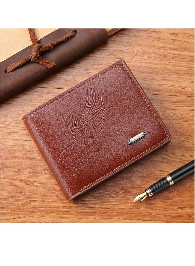 Fashionable Men's Short Wallet, Multifunctional, Lightweight and Compact, Wear - resistant Coin Purse, Brown - Image 1