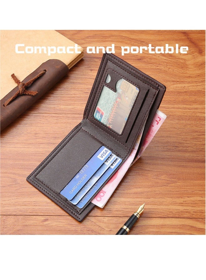Fashionable Men's Short Wallet, Multifunctional, Lightweight and Compact, Wear - resistant Coin Purse, Brown - Image 2