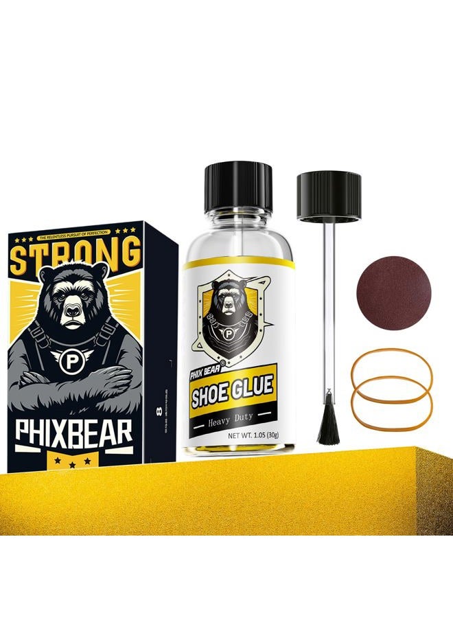 PHIXBEAR Professional Grade Shoe Glue Repair Adhesive, Heavy Duty Shoe Goo: Low Odor, No White, No Hard, 1.05 fl oz, Clear, 1.05oc - Image 1
