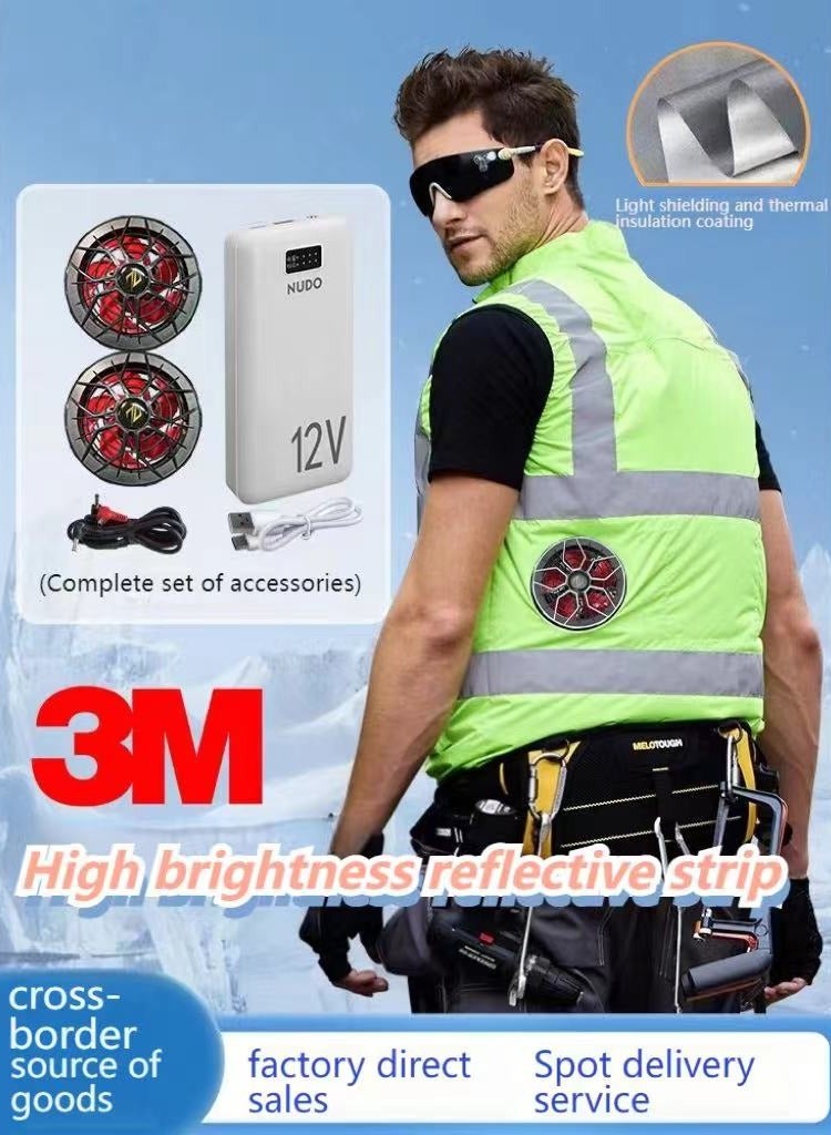Generic Bright orange Cooling vest/NUDO 3M™ Industrial-Grade Dual-Mode Cooling Vest (UAE Special Edition)｜5800rpm Fans + Sandproof Design + ESMA Certified - Image 3