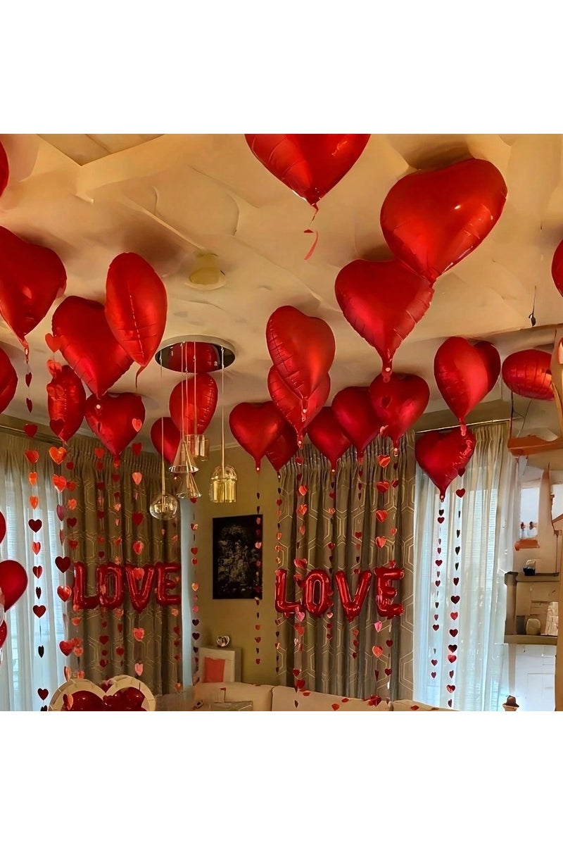 Anniversary Party Decoration – 14-Piece Balloon Set Featuring 6 Red Heart Balloons and "I LOVE YOU" Letter Balloons – Perfect for Celebrating Anniversaries, Valentine's Day, Birthdays, and All Special Occasions  - Image 4
