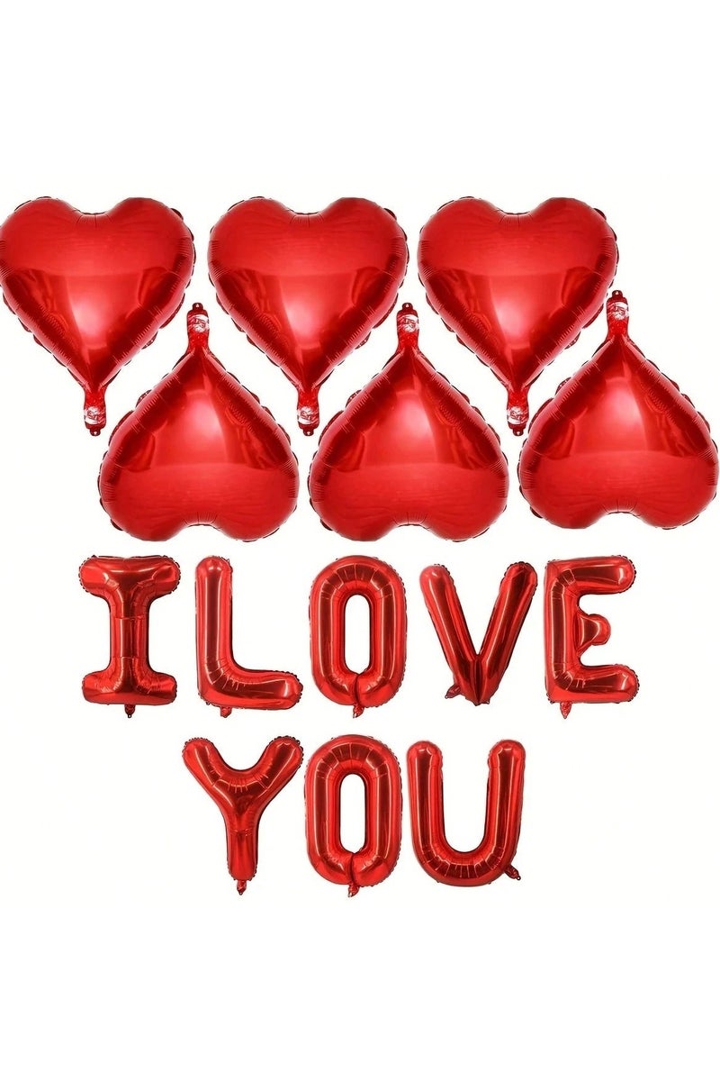 Anniversary Party Decoration – 14-Piece Balloon Set Featuring 6 Red Heart Balloons and "I LOVE YOU" Letter Balloons – Perfect for Celebrating Anniversaries, Valentine's Day, Birthdays, and All Special Occasions  - Image 5