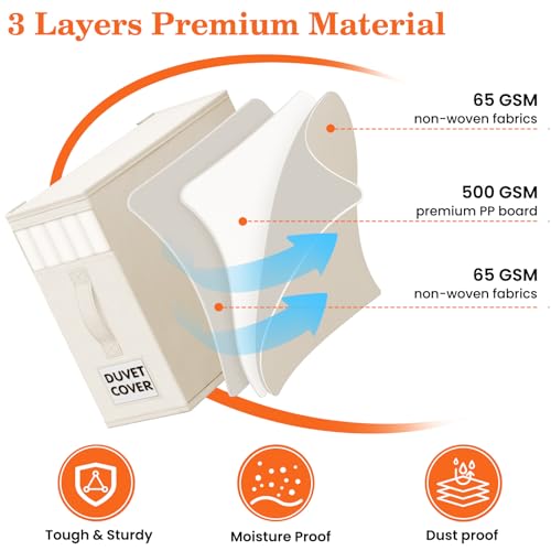 WOWBOX Sheet Organizers and Storage,Closet Bed Sheet Organizer Under Bed Storage and Organization with Label Cards & Clear Window for Bedding Sheets,Duvet Covers,Blankets (6 Pack，Beige) - Image 3